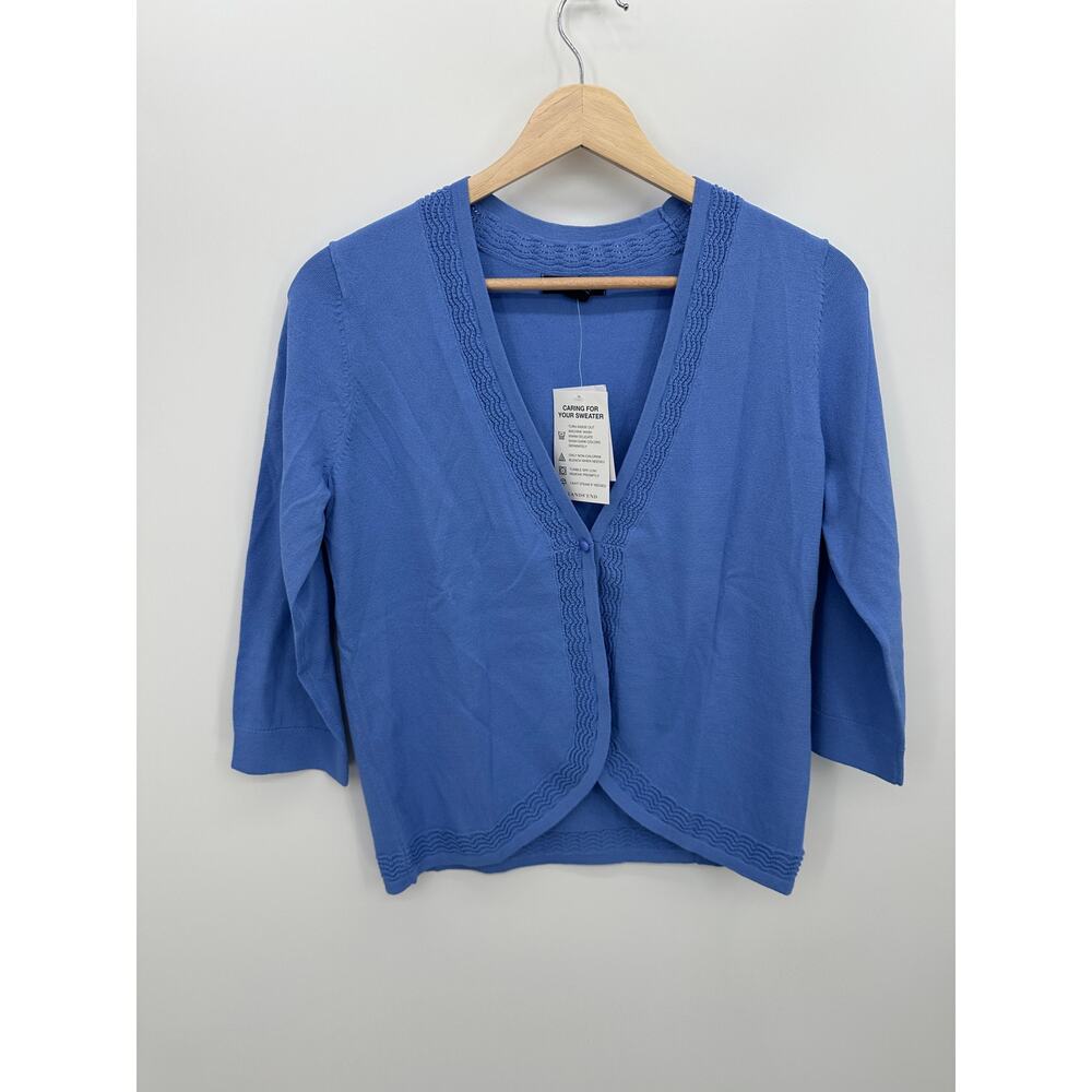 Lands' End Womens Blue Knit Sweater Cardigan Size XS Stretch NWT Office Career